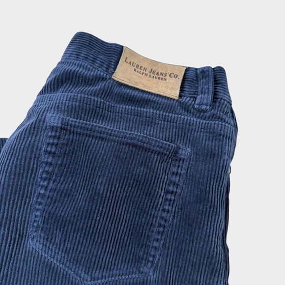 Ralph Lauren Corduroy Pants Womens 12P Navy Blue High Rise Straight Leg - Picture 4 of 13